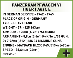 Deutscher Panzer PzKpfw VI TIGER 123 COBI 2586 – Limited Edition WW II 1:28 - kopie