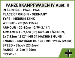 Německý střední tank Panzerkampfwagen IV Ausf. H COBI 2591 - Limited Edition WW II 1:28