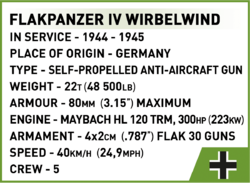 Samohybný protiletadlový kanon Flakpanzer IV WIRBELWIND COBI 2548 - World War II - kopie