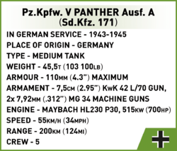 German medium tank Pz.Kpfw. V Panther Ausf. A COBI 2654 - World War II 1:28