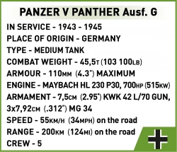 Německý střední tank Panther V Ausf. G "PUDEL"  COBI 2655 - World War II 1:28