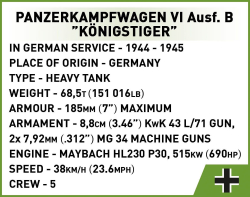 German heavy tank PzKpfW VI ausf. B KÖNIGSTIGER (Tiger II) COBI 2540 - World War II - kopie