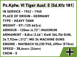 Německý tank PzKpfw VI TIGER I Ausf. E COBI 3124 - World War II 1:35