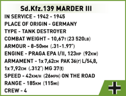 Nemecký stíhač tankov MARDER III Ausf. M COBI 2282 - World War II - kopie