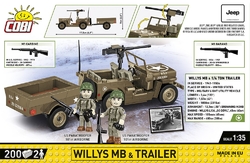 Americký ozbrojený terénní automobil Jeep Willys MB & Trailer COBI 3132 - World War II 1:35