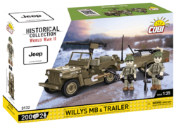 Americký ozbrojený terénní automobil Jeep Willys MB & Trailer COBI 3132 - World War II 1:35