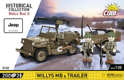 Americký ozbrojený terénní automobil Jeep Willys MB & Trailer COBI 3132 - World War II 1:35