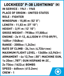 Stíhací-bombardovací letoun Lockheed P-38L Lightning COBI 5539 - World War II - kopie