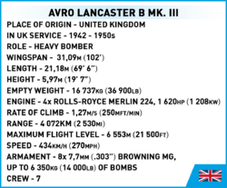 British Heavy Bomber AVRO Lancaster B. III COBI 5759 - World War II 1:48