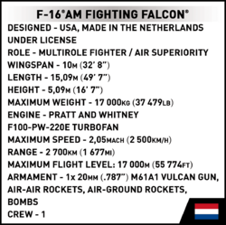 Americký víceúčelový stíhací letoun F-16 AM Fighting Falcon COBI 5896 - Armed Forces 1:48