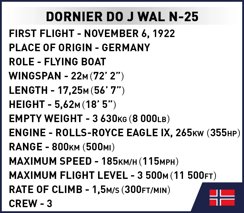 Německý létející člun Dornier DO J WAL N-25 COBI 1384 - Historical Collection 1:48