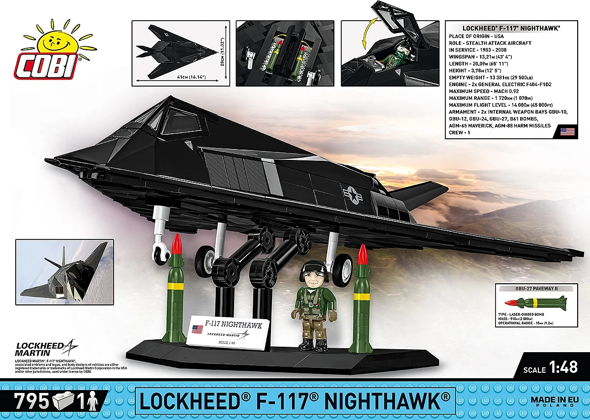 Americký útočný letoun Lockheed F-117® Nighthawk COBI 5903 - Armed Forces 1:48